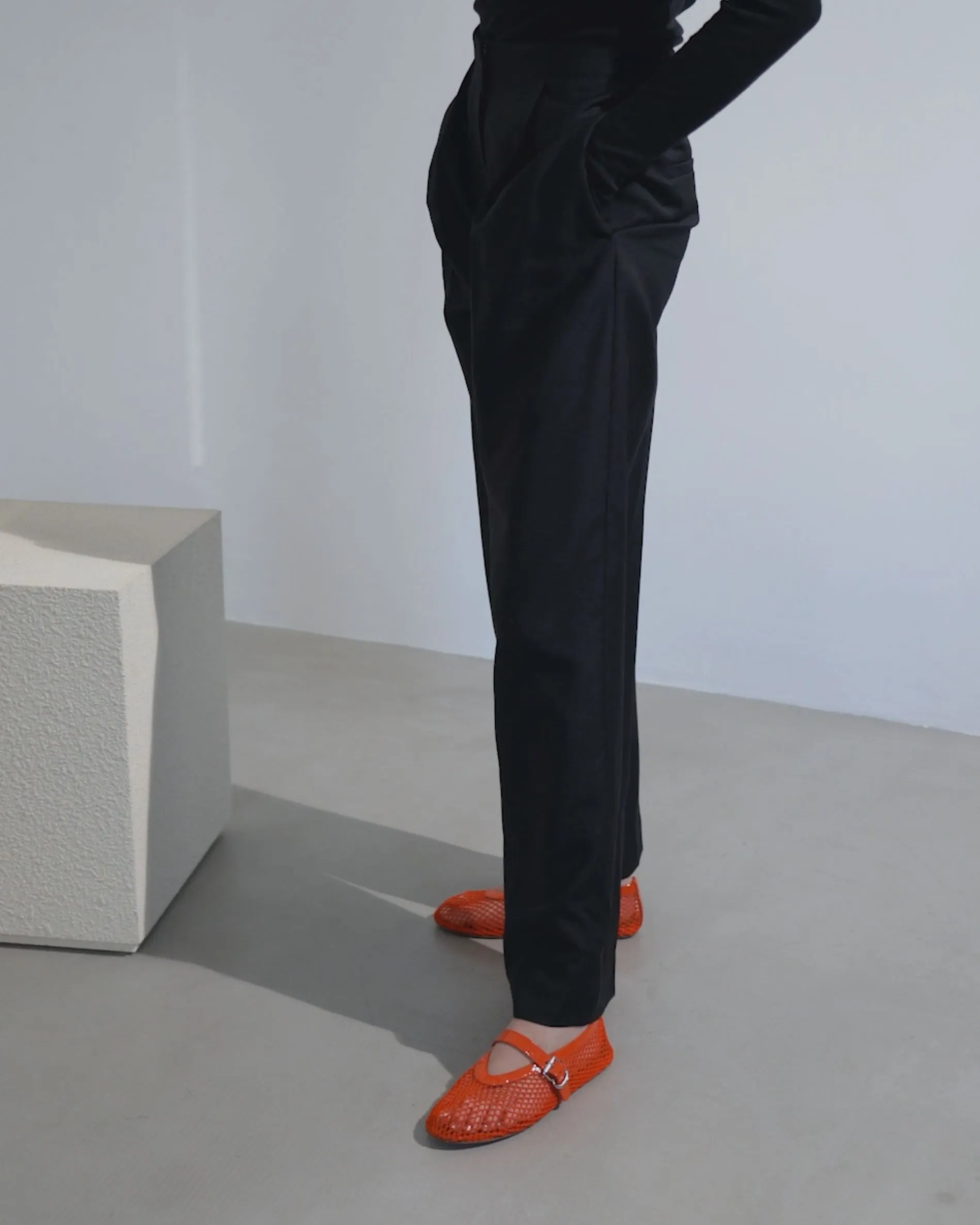 Orange mesh ballet flats